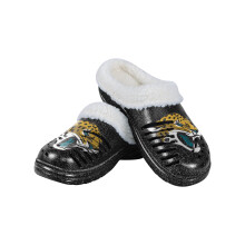FOCO Jacksonville Jaguars NFL Womens Sherpa Lined Glitter Clog - L