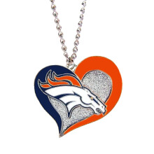 Collana a pendente a cuore Swirl per donne NFL Denver Broncos, Argento, Taglia 4