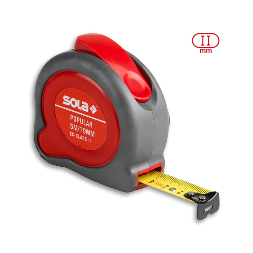 Sola Gelb/Rot/Schwarz Taschenbandmaß Rollmeter Popular 5 M X 19 Mm - Image 3