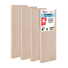 Pannelli in Legno Cradled Non Finito U.S. Art Supply per Pittura, 4 Pezzi da 4x12 Pollici
