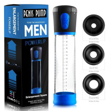 Bomba de vacío eléctrica automática para hombres con 3 anillos de silicona - Dispositivo de entrenamiento masculino recargabl