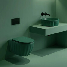 Set: Wall-hung Toilet Bowl + Countertop Washbasin Rea Duo Matcha Matt