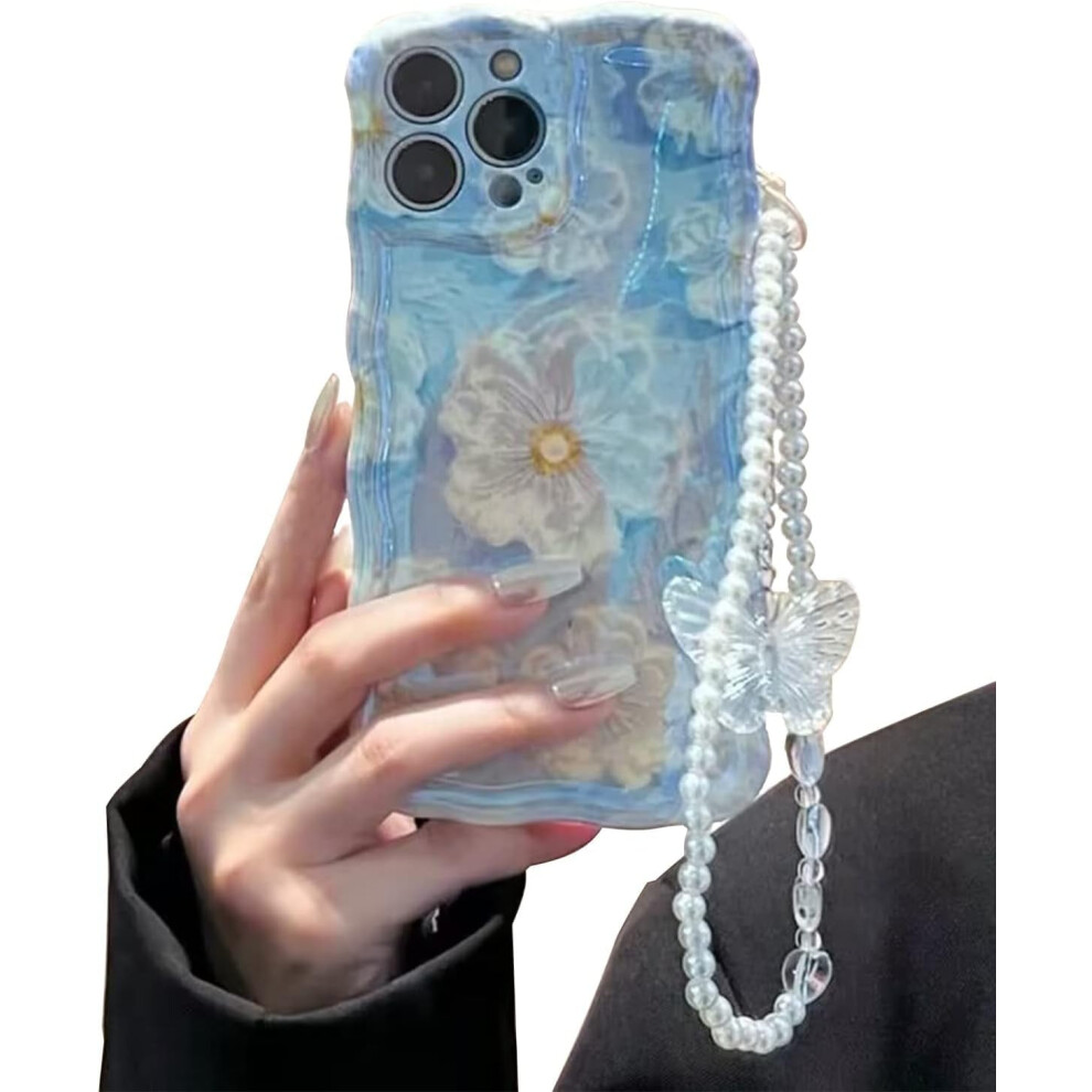 Floral Iphone 12 Pro Case With Butterfly Chain Blue 301029584305