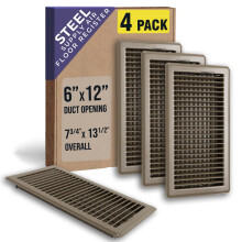 [4 Pack] Geschikt voor 6x12 en 12x6 Luchtkanaal | Vloerregister met Louvered Ontwerp