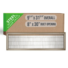 Past 8x30 en 30x8 Duct Opening | Handua Teruglucht Rooster voor Vloer | Bruin | Stevige Vaste Blades