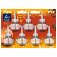 Glade PlugIns Refills Air Freshener, Scented and Essential Oils for Home and Bathroom, Golden Pumpkin & Spice, Limited Edition Scent, 4.69 Fl Oz, 7 Co