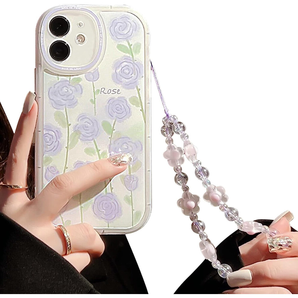 Iphone 11 Case Floral Tpu Cover With Wrist Chain Purple 301029584091