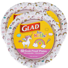 Glad for Kids Disposable Paper Plates with Cute Unicorns Design - Heavy Duty, Soak Proof, Microwavable Paper Plates for All Occasions, 8.5 Inch, 20 Co