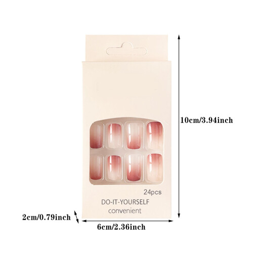 Unhas postiças infantis degradê em tons de damasco e pêssego, com cola transparente (1ml). 2