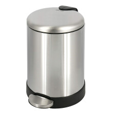 GLAD Kleine Prullenbak, 1.2 Gallon | Ronde RVS Afvalemmer met Zachte Sluiting & Voetpedaal | Metalen Afvalbak met Verwijderbare Binnenemmer