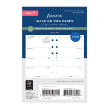 Ricarica Agenda Filofax, Formato Pocket: 12 cm x 8,2 cm, Settimana a Vista, Carta Bianca, 2026 (C68221R-26)