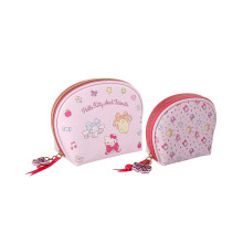 Hello Kitty Makeup Bag Set 2-Pieces Official License, Cute Dome Cosmetic Travel Bags, Sanrio Gifts