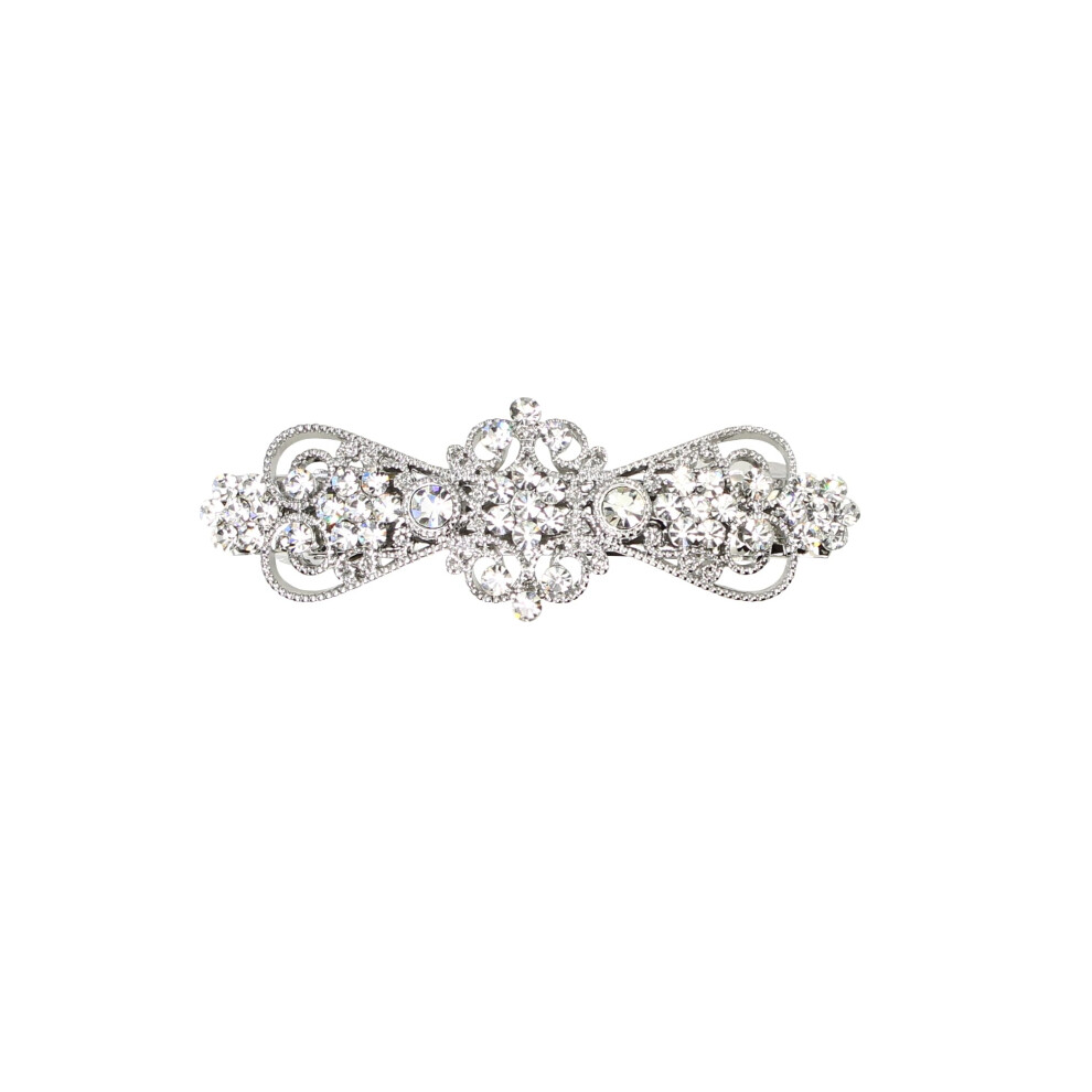 Faship Gorgeous Clear Rhinestone Crystal Small Floral Hair Barrette Clip