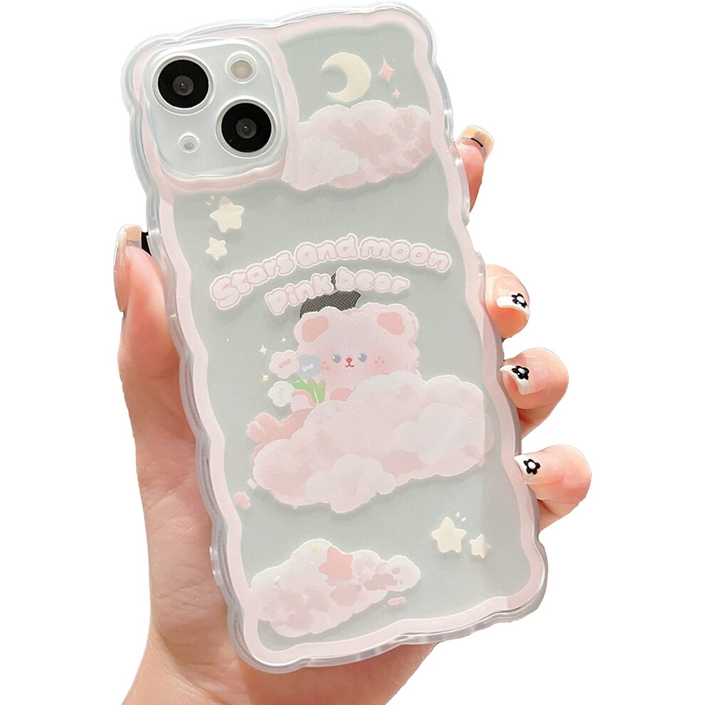 Cartoon Floral Bear Iphone 14 Case Light Tpu Pink 301029584695