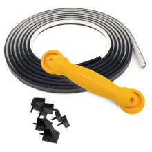 Instatrim Flexible Self-Adhesive Trim Bundle with Applicator - Caulking Kit with 10ft Black 3/4" Wide Caulk Strip, 6 Corner Pieces, & Applicator Tool