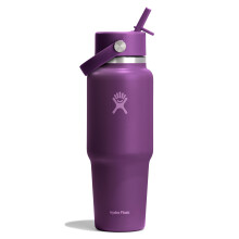 Hydro Flask Travel Water Bottle - Insulated Stainless Steel - Wide Straw Lid, Non Spill, Leakproof in 32 Oz Oat Tan