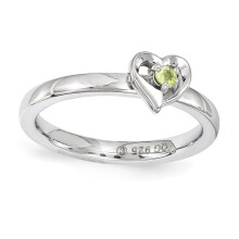 Peridot heart ring in sterling silver