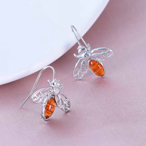 Pendientes retro de abeja ámbar1par 2