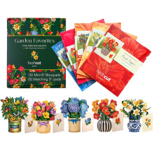 Cartes Pop-Up Freshcut, Favoris du Jardin, Bouquet de Fleurs en Papier 3D de 6 pouces