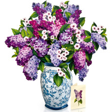 Cartes Pop-Up Freshcut Paper, Grande Bouquets de Lilas, Fleurs en 3D de 45 cm, Carte d'Anniversaire, Merci