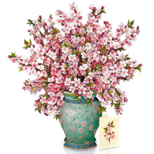 Cartes Pop-Up Freshcut Paper, Grande Fleurs de Cerisier Japonais, Bouquet 3D de 18 pouces