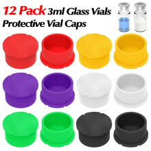 24 Pack 3ml Glass Vials Protective Vial Caps - 6 Assorted Colors, Leak-Proof Dust-Resistant Lids Cover for Flip Off Caps
