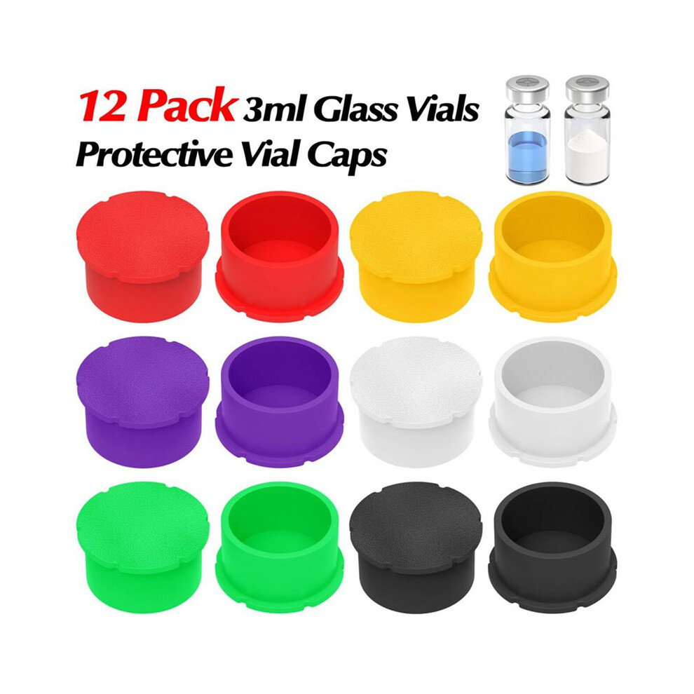24 Pack 3ml Glass Vials Protective Vial Caps - 6 Assorted Colors, Leak-Proof Dust-Resistant Lids Cover for Flip Off Caps