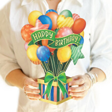Freshcut Paper Popup Karten, Bunte Geburtstagsluftballons, 12 Zoll 3D Popup Grußkarte
