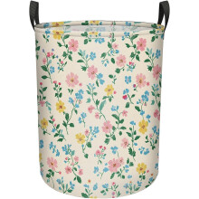 Faltbarer Wäschekorb 40x50 cm Wäschesack Spielzeug-Organizer Weiß mit Blumenmuster — wäschekorb, spielzeugsack