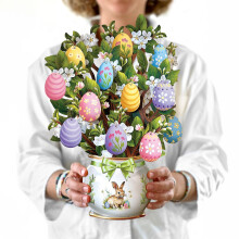Cartes Pop Up Freshcut, Arbre d'Oeufs de Pâques, Plantes en Papier 3D de 30 cm, Carte de Pâques, Remerciements