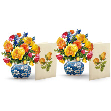 Cartes Pop Up Freshcut Paper, Mini Roses Sorbet (Set de 2), Bouquet de Fleurs 3D de 15 cm, Cartes Anniversaire