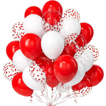 Latexballons-Set 30 Stück Ballons Rot Weiß Transparent — latex ballons, konfetti ballons, rote ballons, weiße ballons