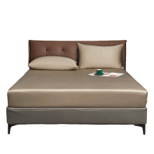 Luofanfei Satin-Spannbettlaken mit Gummizug 200x200 cm Glatt Braun 25-30 cm — bettlaken satin 200x200