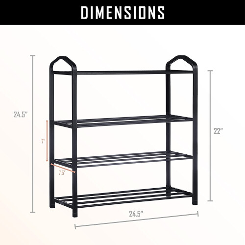 Shoe Rack Black 4-Tier Stackable 12-Pair Storage 2
