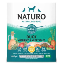 (7 x 400g) Naturo Wet Dog Food Adult Dog Duck with Rice and Vegetables Trays