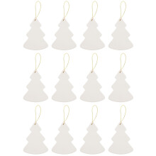 Bastelset: Bemalbare Porzellan Weihnachtsbaum-Ornamente für die Dekoration | 12 Stück