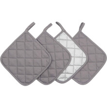 Lot de 4 maniques en coton résistant à la chaleur, maniques carrées unies, indispensables au quotidien en cuisine, maniques matelassées