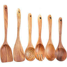Wooden Kitchen Utensils Set Natural Teak 6 Pieces