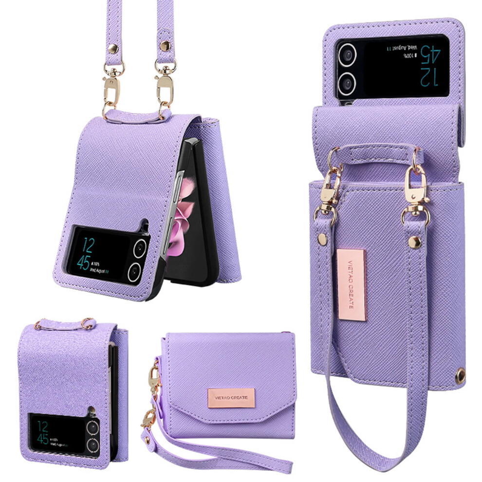 Samsung Galaxy Z Flip 4 Wallet Case Pu Leather With Purple 301029611353