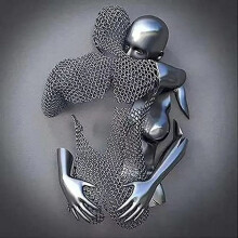 Love Heart 3D Wall Art Metallic Texture Canvas 20 in Grey