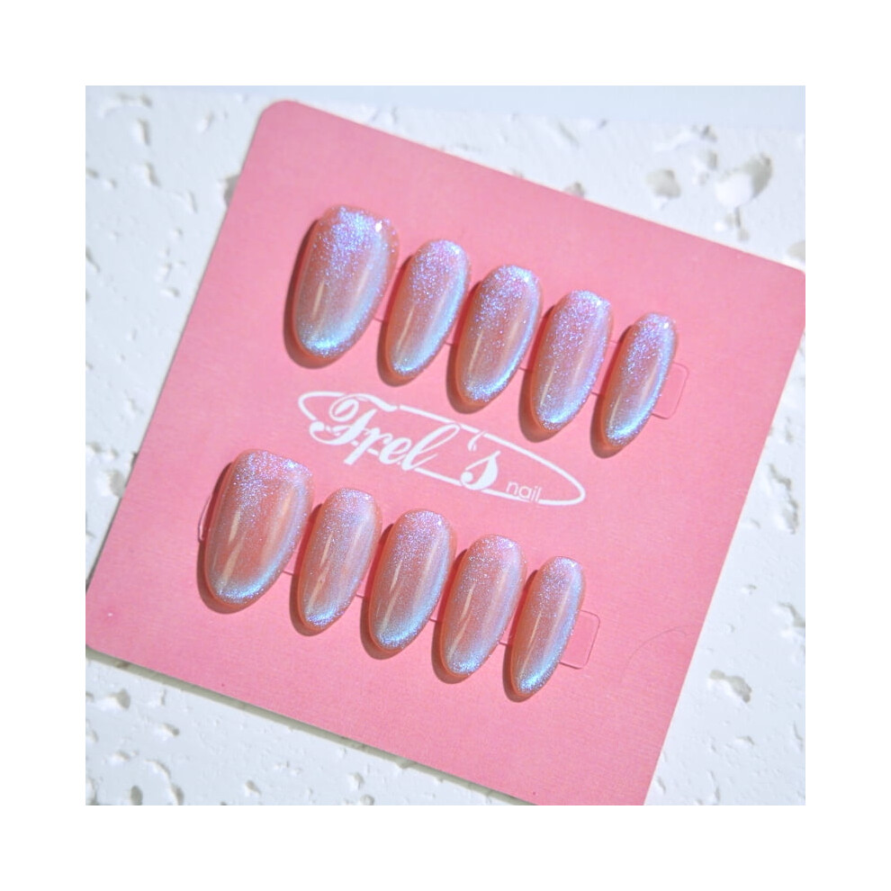 Frely's Round Tearful Press-On Nails Handmade Holiday Gift