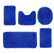 Ensemble de 5 tapis de bain avec couvre-toilette, tapis de bain noirs moelleux et absorbants, antidérapants, tapis de toilette en forme de U pour