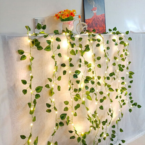 Luci decorative a stringa con motivo a vite, a batteria, 50 LED