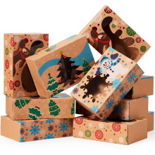 JOYIN 36PCS Kerstkoekdozen voor Cadeaus, 8.5" x 5.75" x 2.75" Feestelijke Koekjesdoos met Raam
