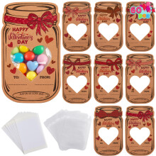 JOYIN 60 Pcs Cartes de Vœux en Bocal pour la Saint-Valentin avec Sacs en Plastique, 6 Designs