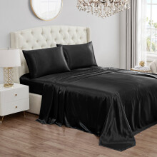 Juicy Couture Twin Size Satin Bed Sheet Set, Deep Pocket Silky Twin Sheet Set with 1 Fitted Sheet, 1 Flat Sheet and 1 Pillow Case, Wrinkle Resistant a