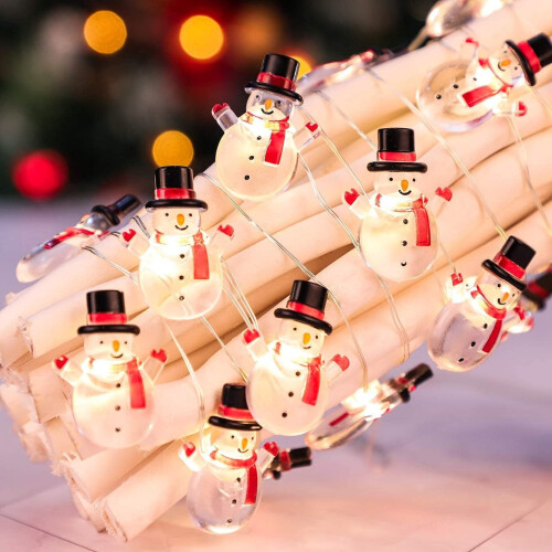 Christmas String Lights Snowman 10ft 30LED USB/Battery
