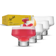JoyJolt Sidney Stemless Coupe Glazen Set van 4 | 10oz Cocktail Glazen voor Espresso Martini, Margarita, Manhattan, Champagne, Daiquiri, Cosmopolitan |