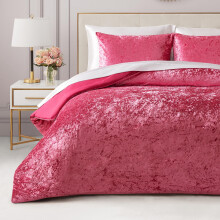 Juicy Couture Crushed Velvet Queen Comforter and Sham Set, 3-Piece Full/Queen Bedding Set - (1) 90"x90" Comforter and (2) 20"x26" Sham - Hot Pink