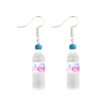 Pendientes colgantes de botella de agua mineral para mujer